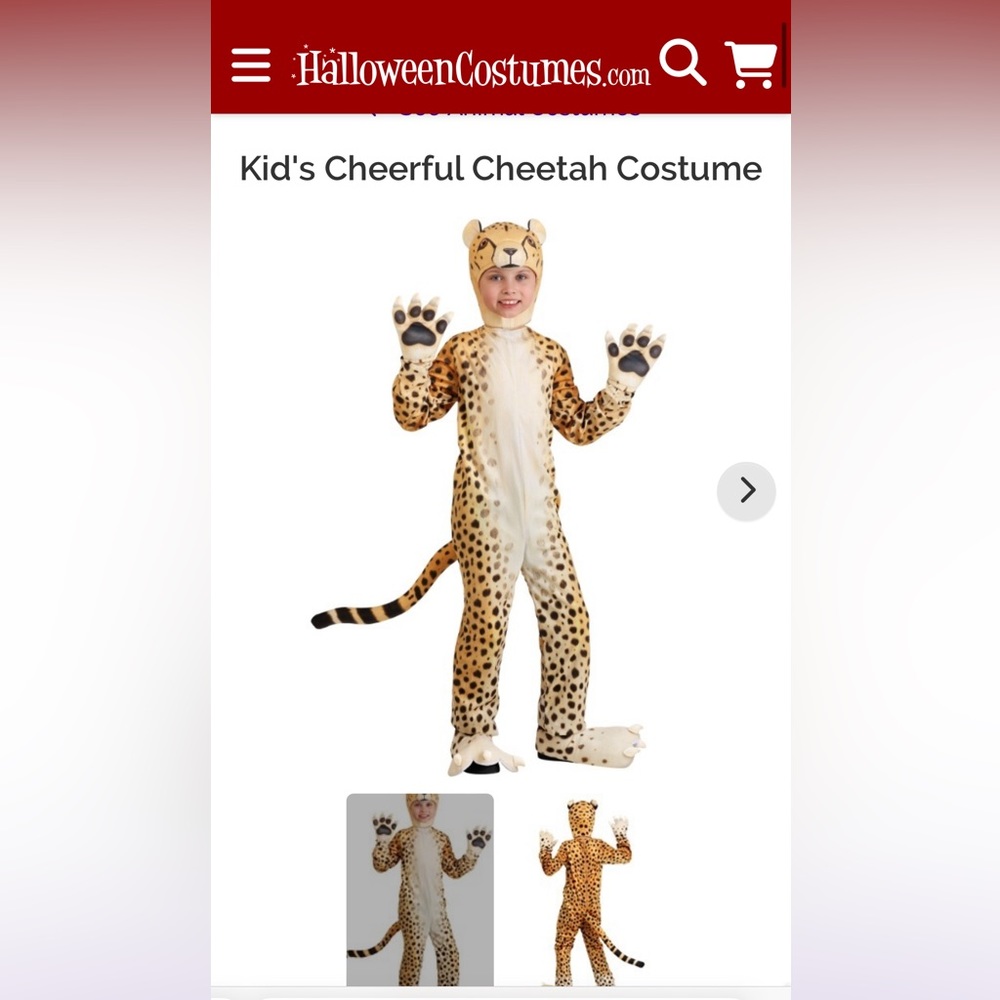 Cheetah Halloween Costume (XS, size 5-6)